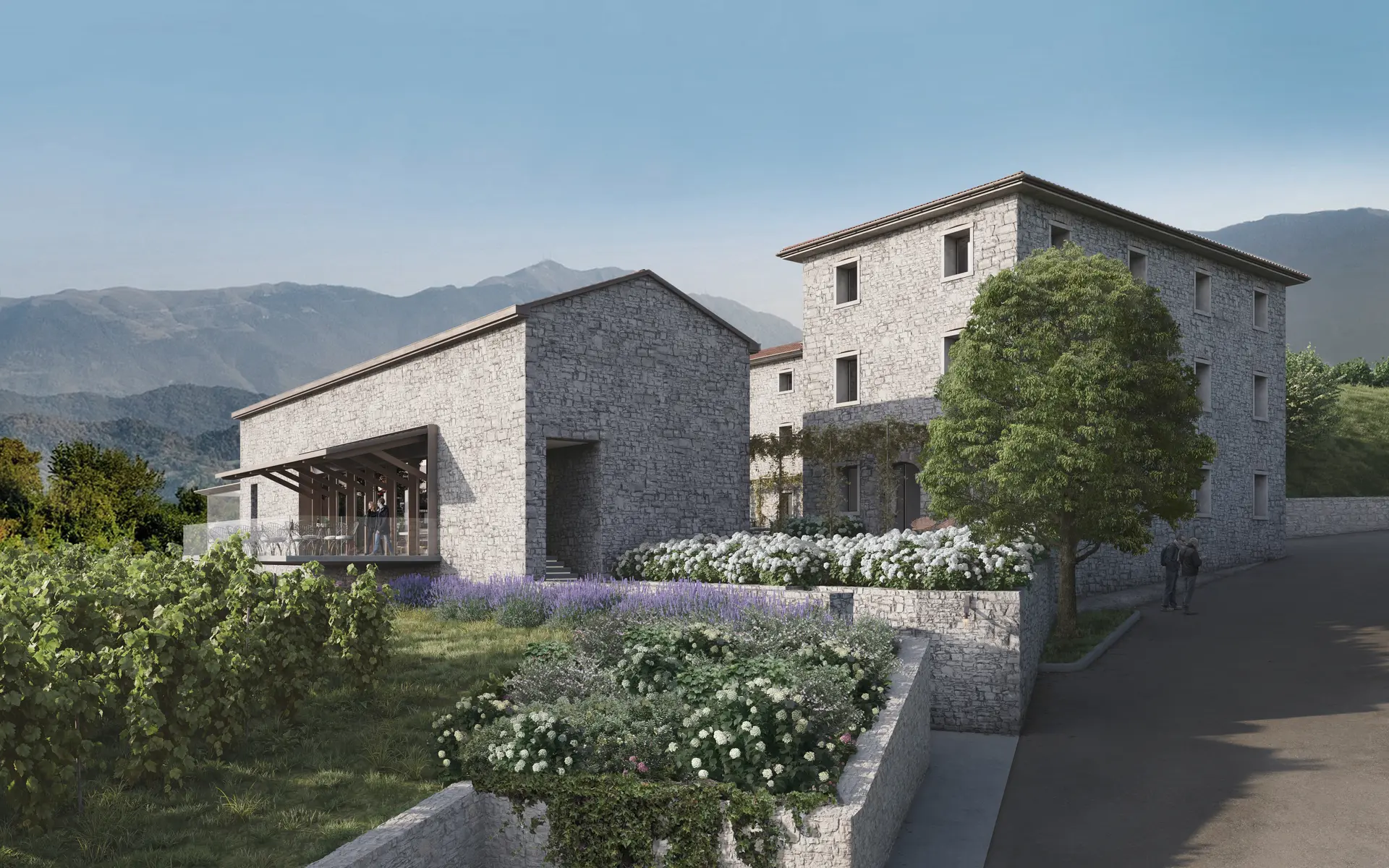 Straßenansicht des Relais Borgo Taurino Komplexes